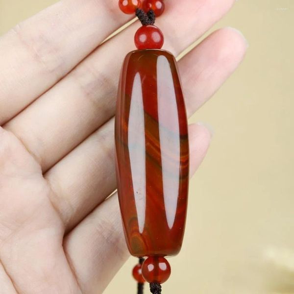 Pendentif Colliers Véritable Naturel Rouge Agate Long Collier De Perles Chandail Chaîne Hommes Femmes Bijoux Accessoires Lucky Charms Amulettes