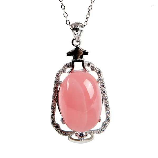 Pendentif Colliers Véritable Naturel Rose Pierre Femmes Lady Charms Goutte D'eau Cristal Perle Stering Argent Collier À La Mode23 15 11mm