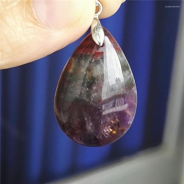 Pendentif Colliers Véritable Violet Rouge Naturel Auralite 23 Cristal Goutte D'eau Collier Mode Femmes Hommes 30x20x10mm