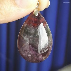 Pendentif Colliers Véritable Vin Rouge Auralite 23 Pierre Naturelle Femmes Hommes Collier Cristal Goutte D'eau 27x18x9mm