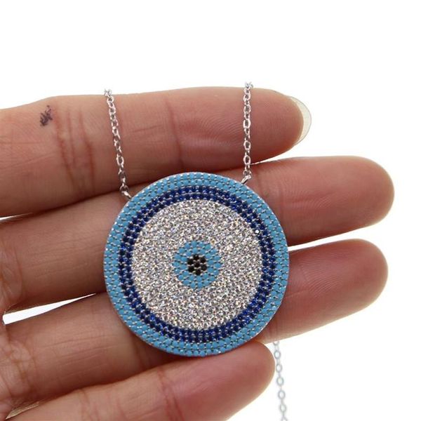 Collares colgantes Geométrico Grande Redondo Mal de Ojo Collar de Alta Calidad Micro Pave Nano Turquesa Moda Joyería Gorgegous226W Drop Del Dh54Z