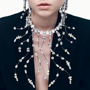 Collares colgantes Cristal geométrico Collar de gargantilla de borla larga Boda para mujeres Joyería de lujo Collar de diamantes de imitación