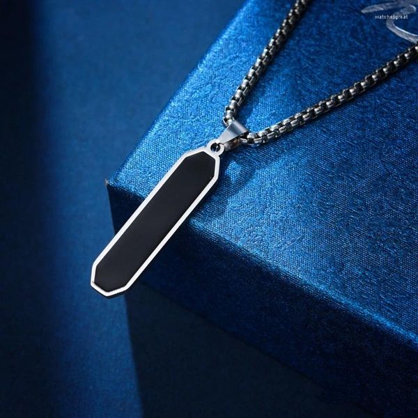 Pendentif Colliers Géométrique Pour Hommes Garçons Étanche Noir En Acier Inoxydable Carré Rectangle Bar Collier Cadeaux Lui