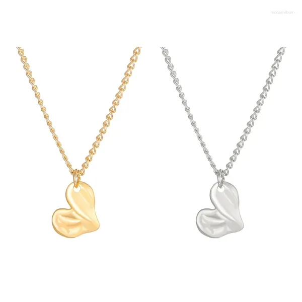 Pendentif Colliers Géométrique En Forme De Coeur Cavicule Chaîne Lumière De Luxe Tempérament Simple Doux Amour Collier Bijoux Cadeau Pour Couple