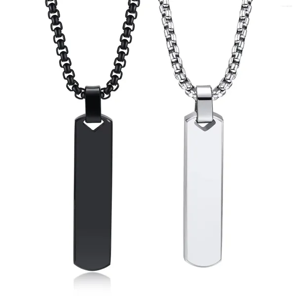 Pendentif Colliers Collier Géométrique Pour Hommes Femmes Inoxydable Barre Verticale Collier Simple Minimaliste Rolo Chaîne Punk Bijoux Cadeau