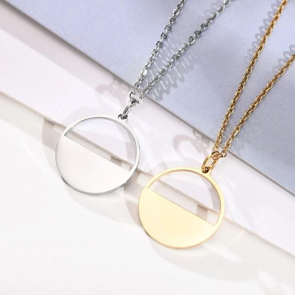 Collares colgantes Collar de semicírculo geométrico para mujeres Media luna Círculo de acero inoxidable Minimalista Festival Joyería de fiesta