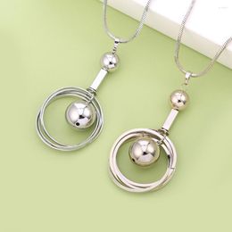 Pendentif Colliers Géométrie Cercles Boule Pull Collier Pour Femmes Café Or Couleur Simple Conception Longue Chaîne En Gros Bijoux