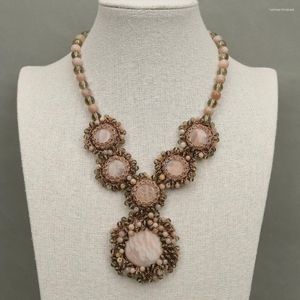 Colliers de pendentif GG Jewelry 17 '' Handmade Natural Sunstone Smoky Quartz Gems Collier pour femmes