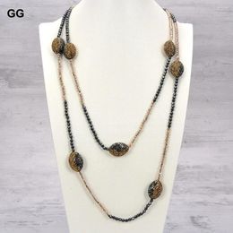 Collares colgantes Joyas GG 55 "Collar de suéter de estacionamiento de cristal dorado de hematita negro para mujeres