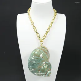 Pendentif Colliers GG Bijoux Chaîne de mode Collier Big Green Turban Shell Perle Conque Corail Mer Escargot Poisson Décoration de la maison pour les femmes