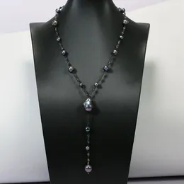 Colliers pendants gg bijoux d'eau fraîche culturelle noire keshi perle rond gunmetal or plaque cfle de chaîne de chaîne simple cadeaux dame simples cadeaux