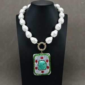 Colliers pendants gg bijoux fil naturel blanc baroque coque de mer Collier perle vert malachite cz pavé jade cadeau pour les femmes