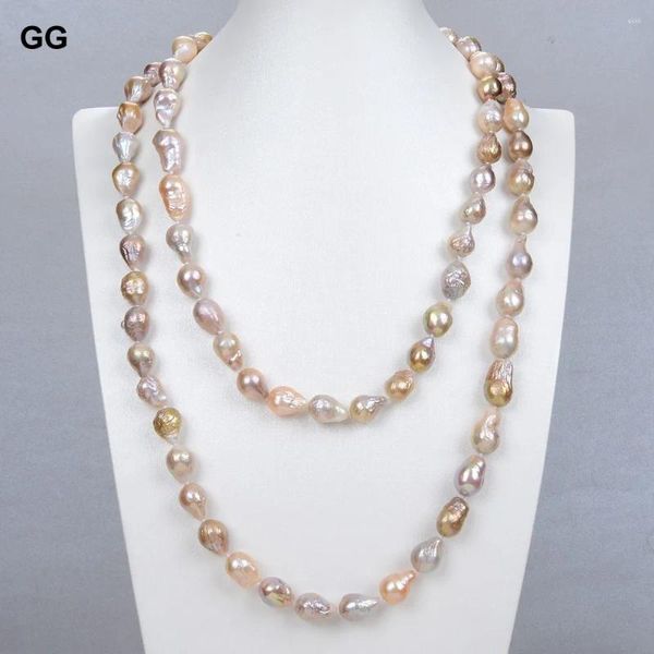 Collares colgantes GG Pearl Natural Purple Pink Keshi Barroque Cadena de suéter Collar CLÁSCARO PARA MUJER Joyería Lady Jewelry