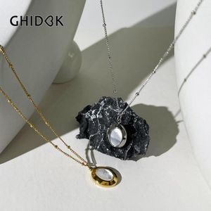 Hanger kettingen ghidbk delicate 18k gouden pvd vergulde ovaal moeder van parel ketting roestvrijstalen natuurlijke schaal tarnten vrij