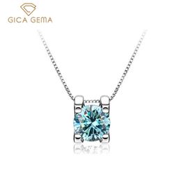 Pendant Necklaces Gica Gema réel 1ct/2ct Moissanite pendentifs collier pour femmes de haute qualité 925 en argent Sterling fête de mariage cadeau de noël G230202