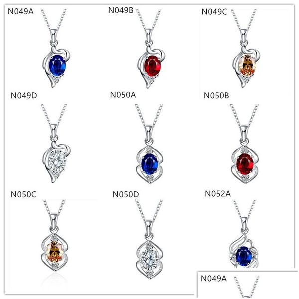 Pendentif Colliers Cadeau Mode Femmes Gemstone 925 Sier Plaqué 10 Pièces Style Mixte En Gros Sterling Plaque Drop Delivery Bijoux P Dhrti