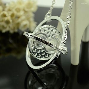 Hanger kettingen Geschenktrechter Multi-layer Cirkel Rotatie Geometrische ronde Hourglass Time Converter Dubbele ketting sieraden