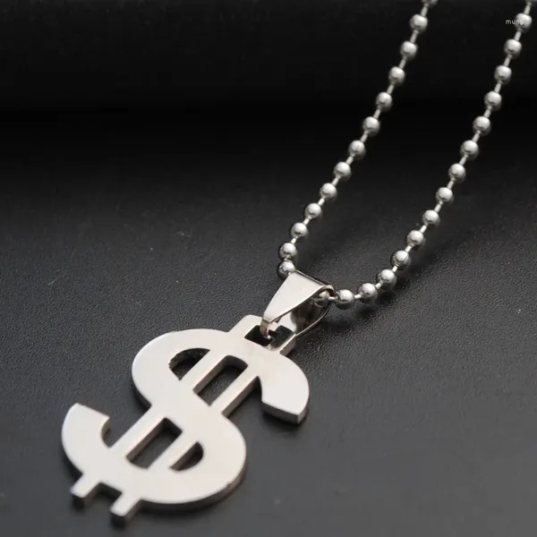 Pendentif Colliers Cadeau En Acier Inoxydable Dollar Américain Signe D'argent Collier Monde Universel Monnaie Riche Chanceux Bijoux