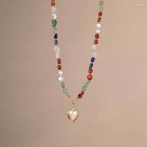 Pendentif Colliers Cadeaux Couleur Peut Ouvrir Jouer Amour Collier Dames Simple Pierre Naturelle Rue Clavicule Chaîne Bijoux