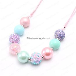 Pendentif Colliers Filles Bébé Colorf Perles Collier Mode Réglable Corde Enfant Enfants Chunky Bijoux À La Main Style Mignon Drop Delive Dhj2J