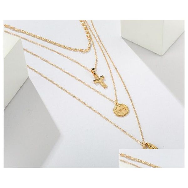 Collares pendientes Niñas Moda Collar de concha de oro Moda para mujer Cadena de cuello simple Regalo de cumpleaños Whosale Joyería femenina Drop Delive Dhk9U