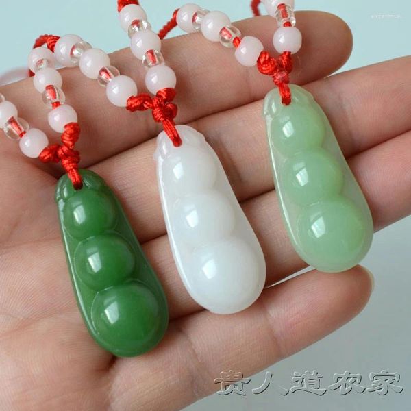 Pendentif Colliers Verre Jade String Bean Mâle Couple Pod Fudou Corde Rouge Collier Bijoux Cadeau