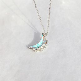 Collares colgantes Decoloración brillante Collar de cadena de luna Corea Creativo Luminoso Encanto de piedra para mujeres Gargantilla Fiesta de boda Jew236w