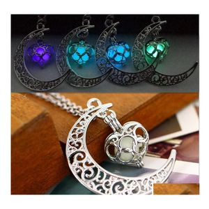 Collares pendientes que brillan en la luna oscura collar colgante mujeres calabaza linterna encanto collares luminosos para joyería de Halloween Gif Dhrvs