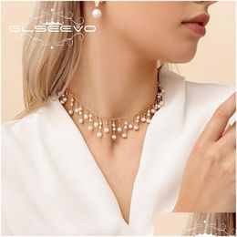 Hanger Kettingen Glseevo Natuurlijke Zoetwater Kleine Parelketting Luxe Voor Vrouwen Bruiloft Verloving Kwastje Ketting Choker Fijne Jewe Dhggk