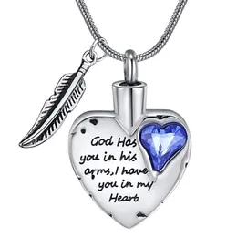 Hanger kettingen God heeft je in zijn armen crematie sieraden met Angel Wing Heart urn ketting voor as sieraden "charme" hanger