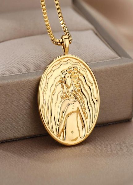Colliers pendants Déesse Hécate Aphrodite Cléopâtre ATHENA Collier en acier inoxydable Mythologie grecque anniversaire Dieu bijouxant P7077606