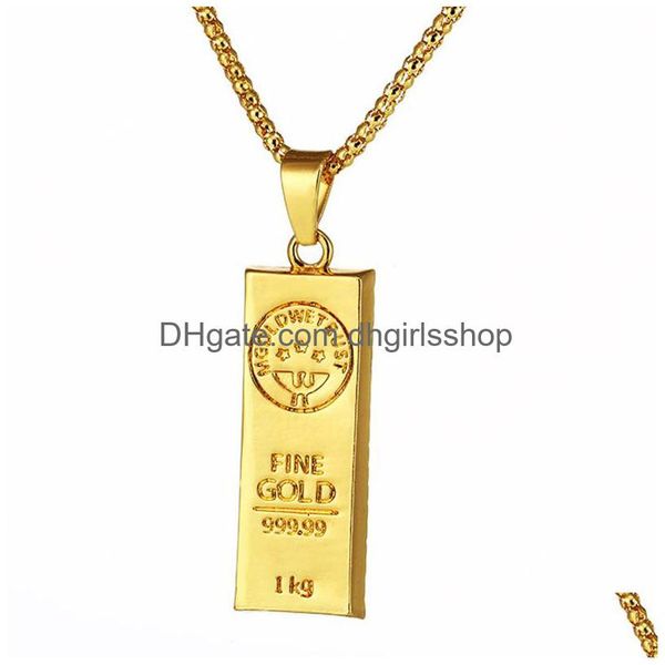 Pendentif Colliers Gold Bar Collier Saint Valentin Cadeau Métal Hip Hop Mode Bijoux Accessoires Drop Livraison Pendentifs Dhcvm