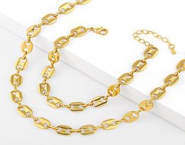 Pendentif Colliers Chaîne en or Collier de grains de café pour femmes poli géométrique ovale tennis collier ras du cou minimaliste bijoux cadeaux 2850611