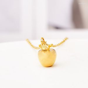 Pendentif Colliers Or Couleur Apple Collier Pour Femmes Mariage Sagesse Fruits Titane Acier Charme Bijoux De Mode Cadeau En Gros (GN887)