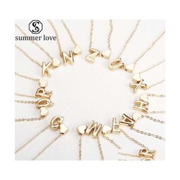 Hanger kettingen gouden kleur az alfabet ketting ketting 26 Intiale letter hart voor vrouwen mode sieraden cadeau groothandelz drop dhmwx