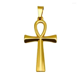 Pendentif Colliers Or Couleur Croix Collier Pour Hommes Garçon Anka Egypte Brillant Hommes En Acier Inoxydable Crucifix Égyptien Amulette Mâle Bijoux