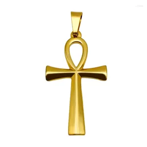 Pendentif Colliers Or Couleur Croix Collier Pour Hommes Garçon Anka Egypte Brillant Hommes En Acier Inoxydable Crucifix Égyptien Amulette Mâle Bijoux