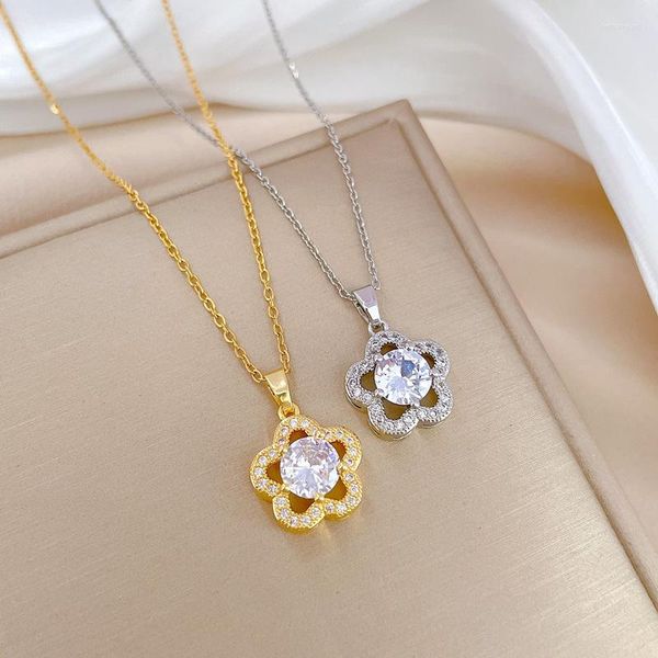 Pendentif Colliers Couleur Or CZ Fleur Collier En Acier Inoxydable Cristal Daisy Tournesol Tournesol Chaîne Clavicule Simplifier Colier En Gros