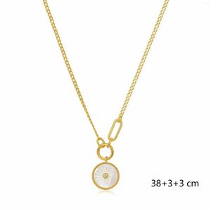 Pendentif colliers couleur or gravé collier de coquillages naturels pour femmes nacre bijoux filles cadeau mode coréenne