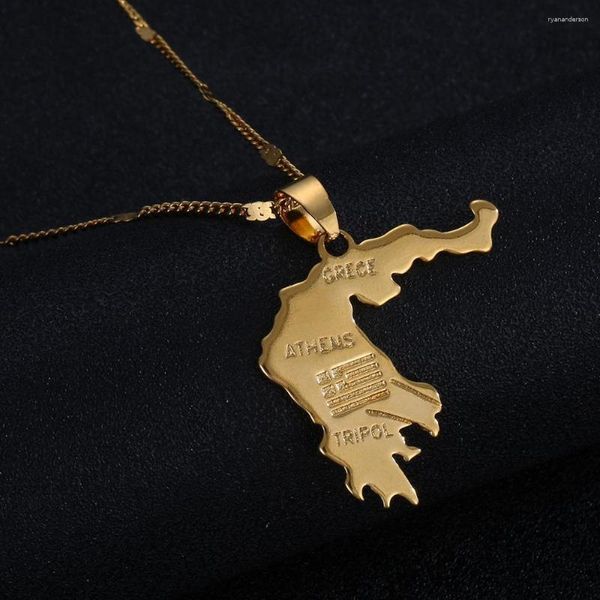 Collares colgantes color dorado de mapa de grecia collar de Atenas símbolo ateniense símbolo de moda patriótica joyería