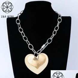 Colliers pendentifs Collier coeur couleur or pour femmes produits tendance chaînes gothiques pendentifs articles de bijoux Kpop avec des choses inhabituelles Oteqf