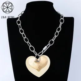 Colliers pendentifs Collier coeur couleur or pour femmes produits tendance chaînes gothiques pendentifs Kpop bijoux articles avec des choses inhabituelles 2024