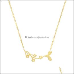 Hanger kettingen gouden kleur kolibrie ketting voor vrouwen sieraden roestvrijstalen ketting choker vogel bruidsmeisje kraag kettingen2 otvjq