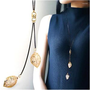 Hanger kettingen goudkleurige blad ketting lang ontwerp y-vormige hangers klassieke trendy sieraden accessoires allemaal match