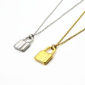Pendentif Colliers Gold-Color Lock Collier pour femmes Cadenas Rolo Chaîne En Acier Inoxydable Bijoux Homme Amant Cadeau