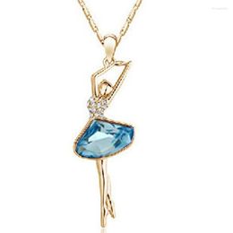 Pendentif Colliers Or-couleur Strass Cristal Mignon Belle Danse Fille Pendentifs Bijoux Pour Femmes