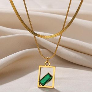 Pendentif Colliers Couleur Or En Acier Inoxydable Pour Les Femmes Double Couches Collier Pendentifs Chaîne Bijoux De Mode Accessoires Collier Cadeau