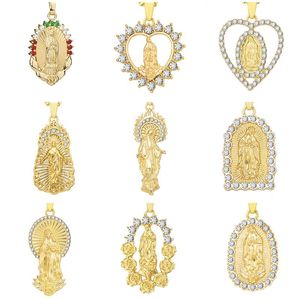 Hanger kettingen gouden kleur maagd Maria ketting voor vrouwen mannen kerk christelijk gebed Jezus glanzende kristal religie