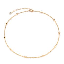 Hanger Kettingen Goud Dainty Hart/parel/kruis Choker Ketting 14k Verguld Tiny Delicate Bead Link Wave Chain Minimalistisch Voor Vrouwen amXOn