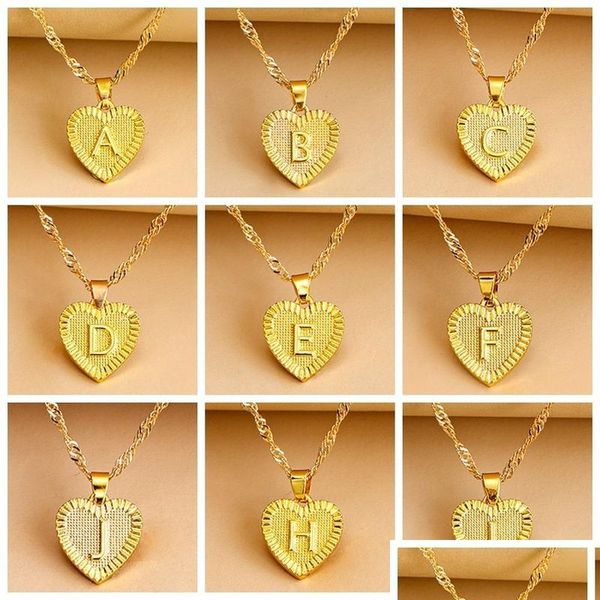 Collares colgantes Oro Inglés Collar inicial Letra Corazón Collares pendientes Cadenas para mujeres Moda Jewlry Regalo Will y joyería N Dhf0O